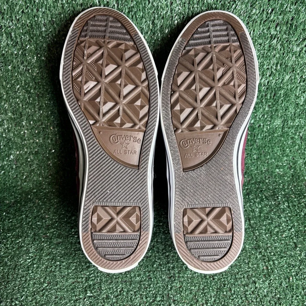 NEW Converse All Star Madison Plaid Canvas Low Top Sneaker Burgundy Womens Sz 8